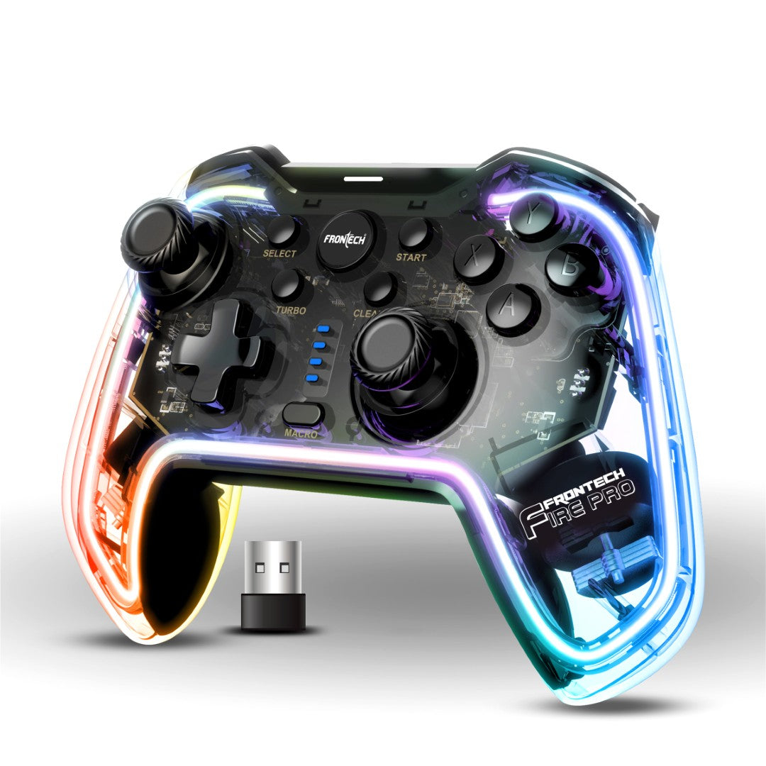 Frontech Fire Pro Wireless Gaming Pad | 2.4GHz, Dual Vibration, RGB | PS3/PC/Android TV (GP-0002) Frontech Fire Pro Wireless Gaming Pad | 2.4GHz, Dual Vibration, RGB | PS3/PC/Android TV (GP-0002)
